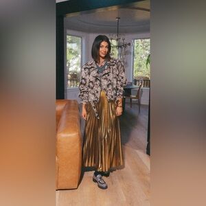 NWT Metallic Pleated Maxi Skirt size XL